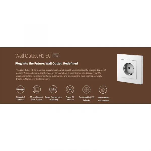 AQARA Wall Outlet H2 EU (WP-P01D) - Zigbee podomietková zásuvka AQARA-WP-P01D-1637