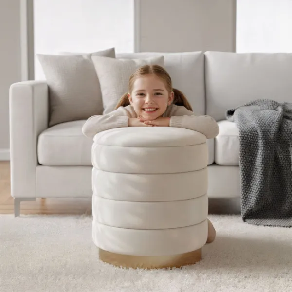 Ak furniture Taburet Luna krémový