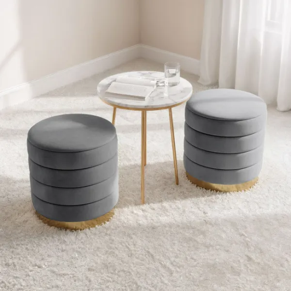 Ak furniture Taburet Luna grafitový