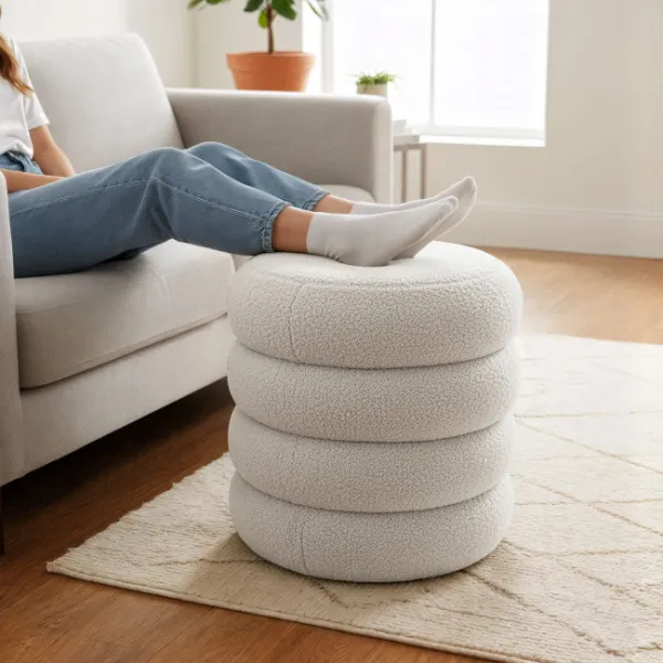 Ak furniture Taburet Snuggo I bílý