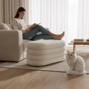 Ak furniture Taburet Puffo I bílý