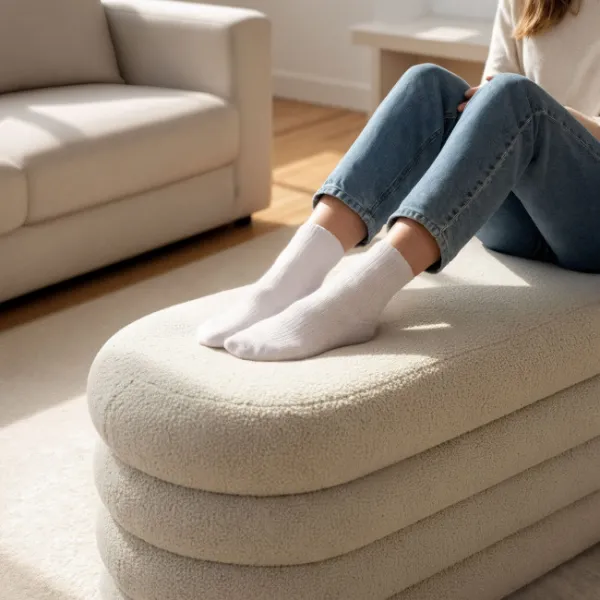Ak furniture Taburet Puffo I bílý