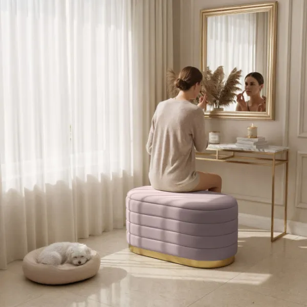 Ak furniture Taburet Bella růžový