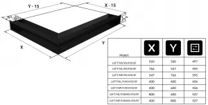 Kratki | Mriežka rohová LUFT 600x400x90 pravá 45S SF plytká- čierna  LUFT/NP/9/40/45S/C/SF