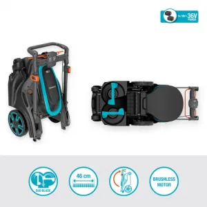 Gardena PowerMax Duo 46/36V výkonná kosačka na trávu s dvoma žacími kotúčmi s akumulátorom P4A