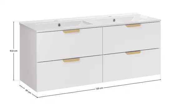 ArtCom Kúpeľňová skrinka s umývadlom ASTER WHITE U120cm | 120 cm