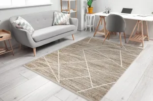 Koberec DUKE 51557 krémový / béžový, geometrický / strapce