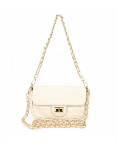 Beltimore Krémová dámska crossbody kabelka so zlatou retiazkou – elegantná a nadčasová Material: Eko koža