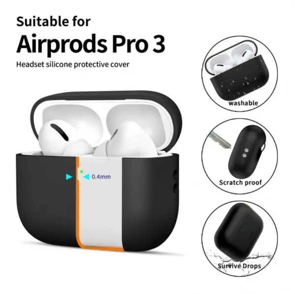 Tech-Protect Silikónové puzdro, Apple AirPods Pro 3, čierne