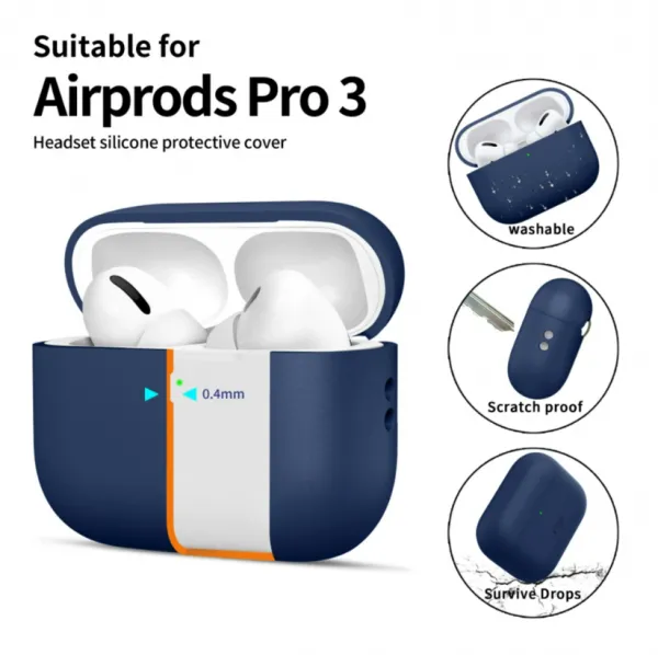 Tech-Protect Silikónové puzdro, Apple AirPods Pro 3, modré