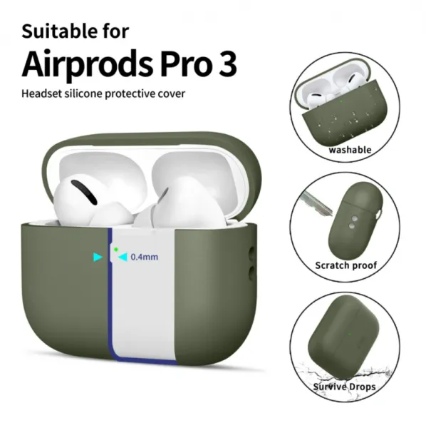 Tech-Protect Silikónové puzdro, Apple AirPods Pro 3, zelené