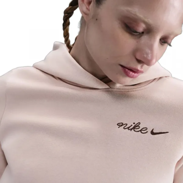 Dámska mikina s kapucňou NIKE W NSW PHNX FLC SHRUNKEN HOODIE SILT RED