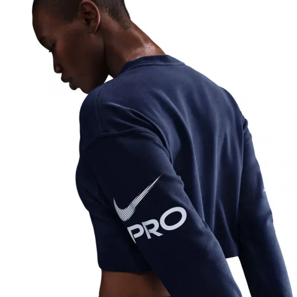 Dámska mikina NIKE PRO W NP DF FLC CREW TT GRX MIDNIGHT NAVY FOOTBALLGREY WHITE