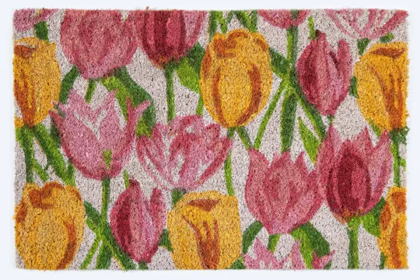 Kokosová rohož - tulipány 40x60 cm