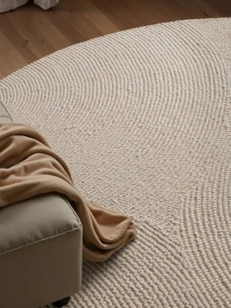 Kruhový kusový koberec Hanse Home Calmio 106220 Natural White Ø 200 cm