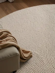 Kruhový kusový koberec Hanse Home Calmio 106220 Natural White Ø 200 cm