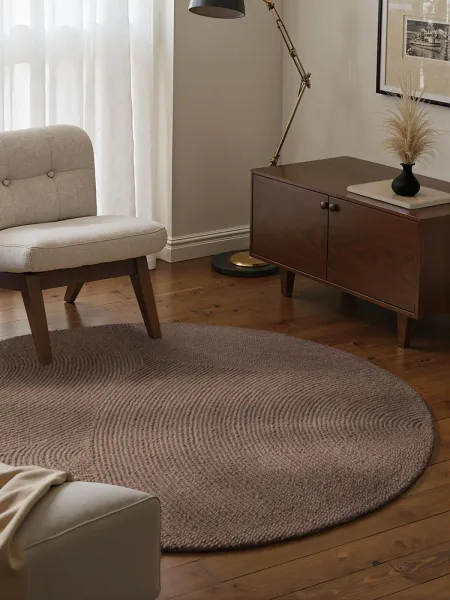 Kruhový kusový koberec Hanse Home Calmio 106219 Taupe Ø 200 cm