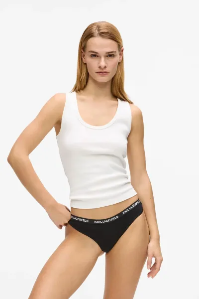 Spodná Bielizeň Karl Lagerfeld Logo Thong Black/White/Grey