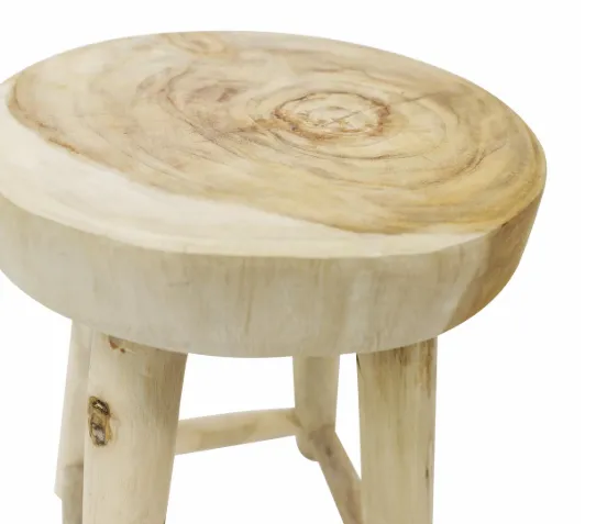 VAGOS okrúhla stolička z teakového dreva, 46 cm, prírodné