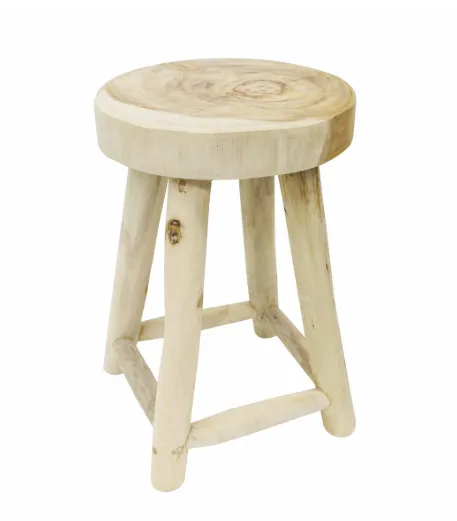 VAGOS okrúhla stolička z teakového dreva, 46 cm, prírodné