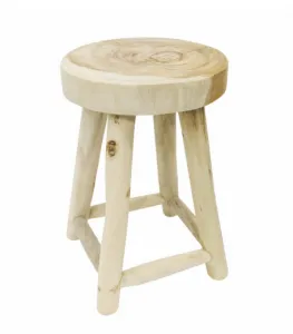 VAGOS okrúhla stolička z teakového dreva, 46 cm, prírodné