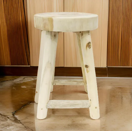 VAGOS okrúhla stolička z teakového dreva, 46 cm, prírodné