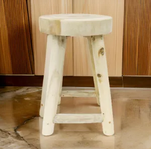 VAGOS okrúhla stolička z teakového dreva, 46 cm, prírodné
