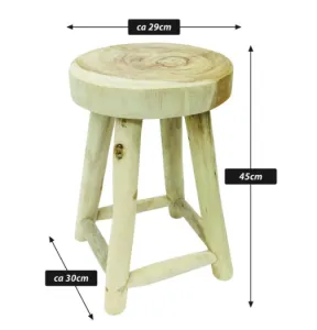 VAGOS okrúhla stolička z teakového dreva, 46 cm, prírodné