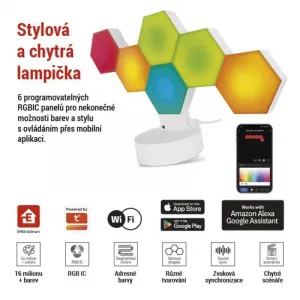 EMOS Stolní LED lampa GoSmart Hexagon 6 dílů vícebarevná/bílá