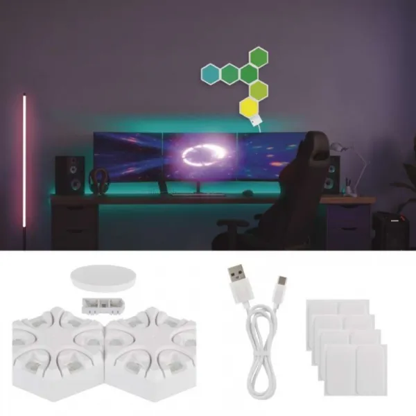 EMOS Stolní LED lampa GoSmart Hexagon 6 dílů vícebarevná/bílá
