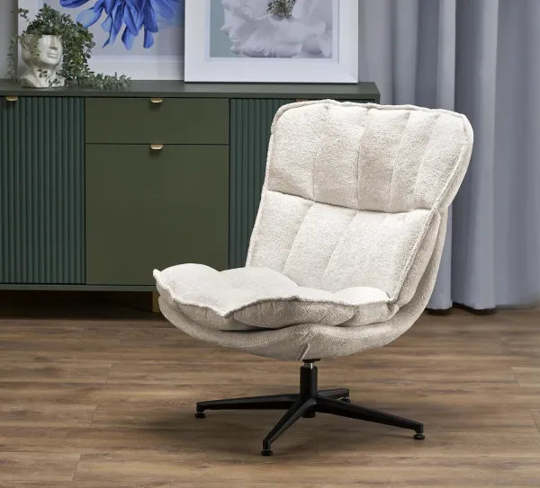 HALMAR Designové otočné křeslo Fofana krémové