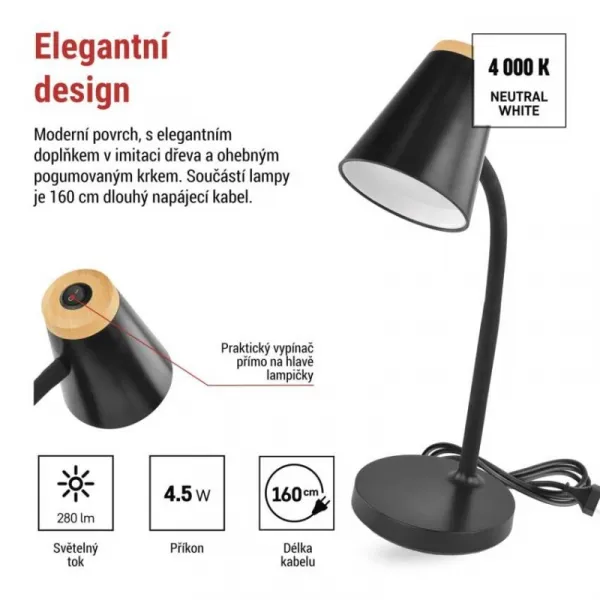 EMOS Stolní LED lampa Tara černá