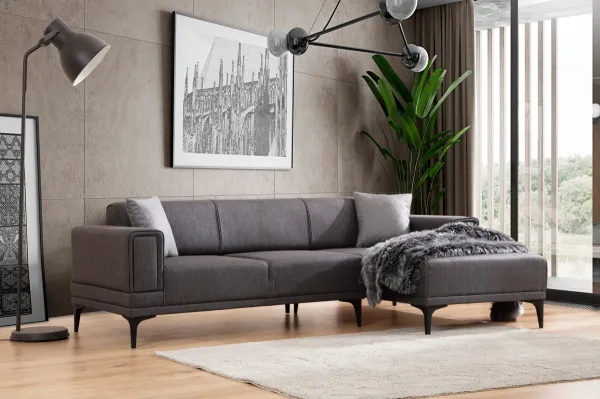 Hanah Home Rohová sedací souprava Horizon 250 cm tmavě šedá pravá