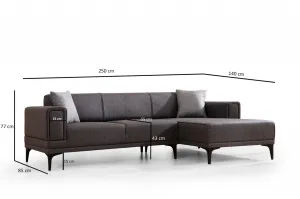 Hanah Home Rohová sedací souprava Horizon 250 cm tmavě šedá pravá