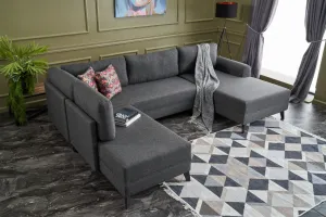 Hanah Home Rohová rozkládací sedací souprava Belen 300 cm antracitová