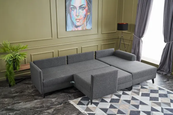 Hanah Home Rohová rozkládací sedací souprava Belen 300 cm antracitová