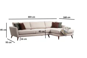 Hanah Home Rohová sedací souprava Mayorka 303 cm béžová pravá