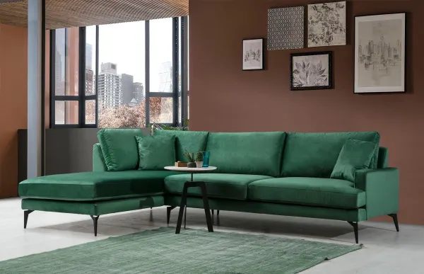 Hanah Home Rohová sedací souprava Papira 283 cm zelená levá