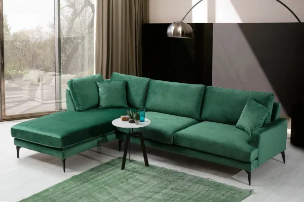 Hanah Home Rohová sedací souprava Papira 283 cm zelená levá