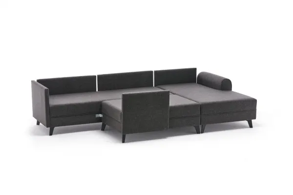 Hanah Home Rohová rozkládací sedací souprava Belen 300 cm antracitová