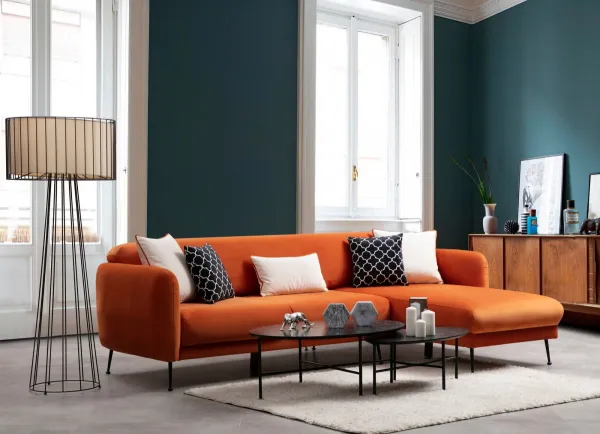 Hanah Home Rohová sedací souprava Sevilla 270 cm oranžová pravá