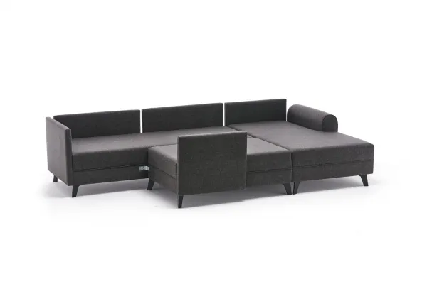 Hanah Home Rohová rozkládací sedací souprava Belen 300 cm antracitová