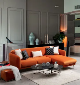 Hanah Home Rohová sedací souprava Sevilla 270 cm oranžová pravá