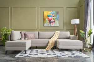 Hanah Home Rohová rozkládací sedací souprava Belen 300 cm krémová