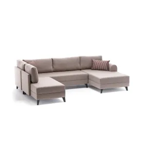 Hanah Home Rohová rozkládací sedací souprava Belen 300 cm krémová