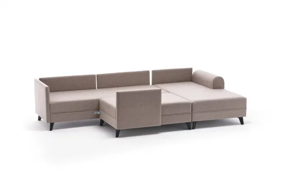Hanah Home Rohová rozkládací sedací souprava Belen 300 cm krémová