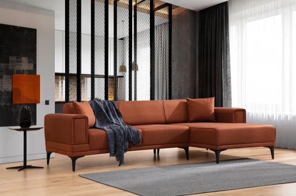 Hanah Home Rohová sedací souprava Horizon 250 cm cihlová pravá