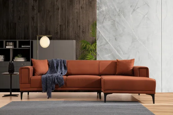 Hanah Home Rohová sedací souprava Horizon 250 cm cihlová pravá