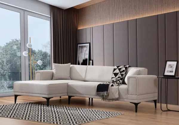 Hanah Home Rohová sedací souprava Horizon 250 cm ecru levá