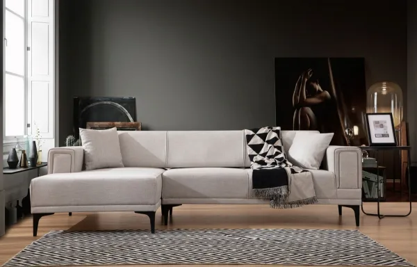 Hanah Home Rohová sedací souprava Horizon 250 cm ecru levá